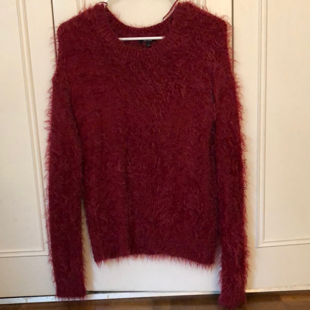 Fuzzy warm red sweater